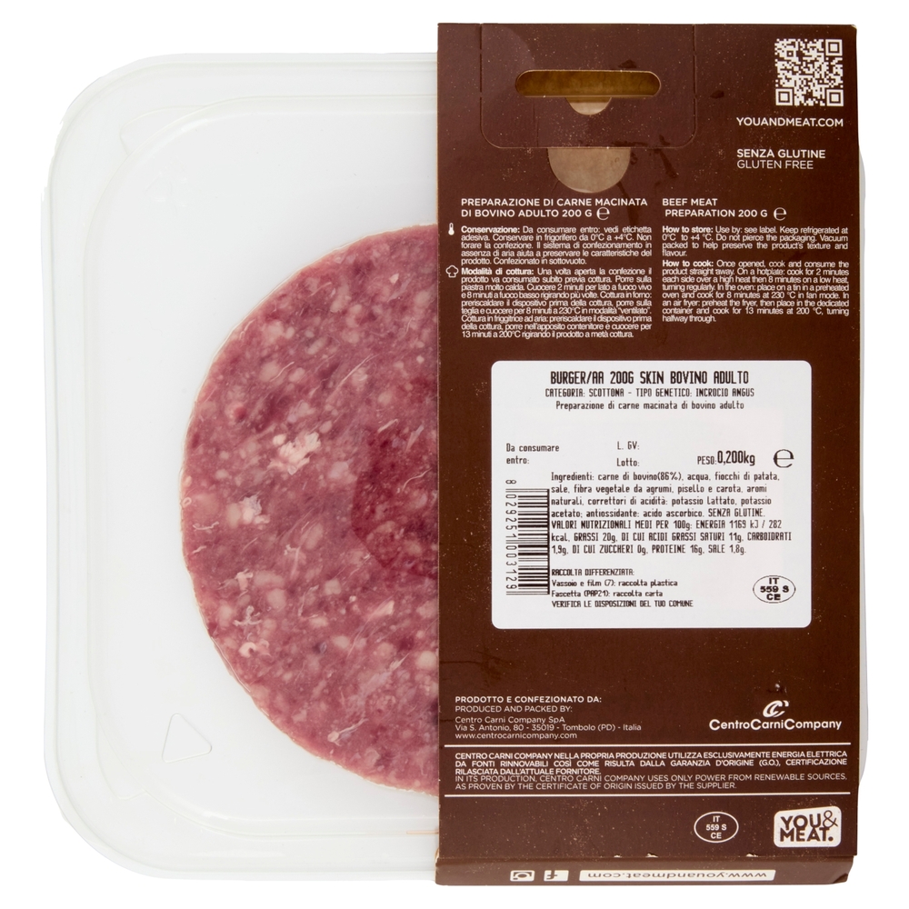 You&Meat Burger con Carne di Bovino Adulto aberdeen angus sired 200 g