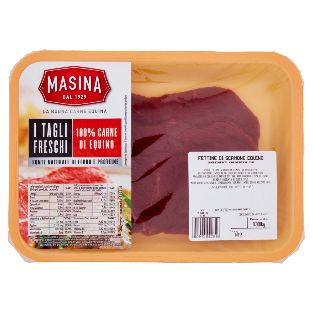 Masina I Tagli Freschi Fettine di Scamone Equino 0,300 kg