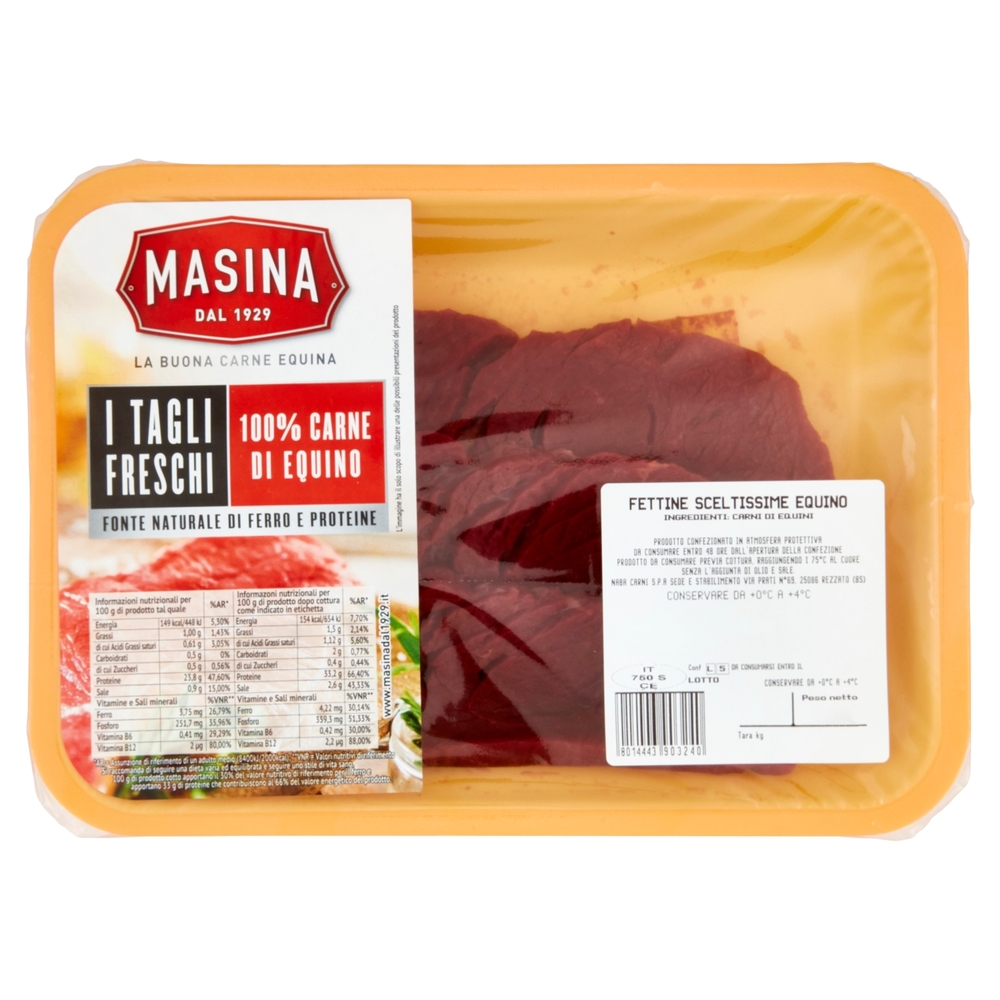 Masina I Tagli Freschi Fettine Sceltissime Equino 0,280 kg