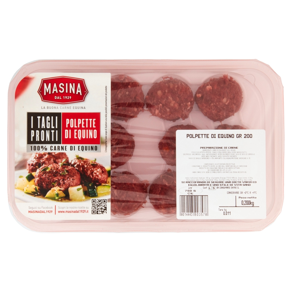 Masina I Tagli Pronti Polpette di Equino 0,200 kg