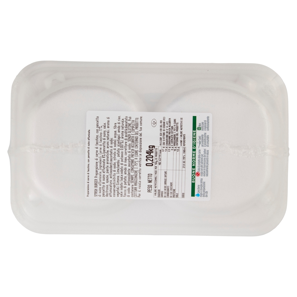 Amadori Smash Burger Hamburger saporito con Bacon 0,204 kg