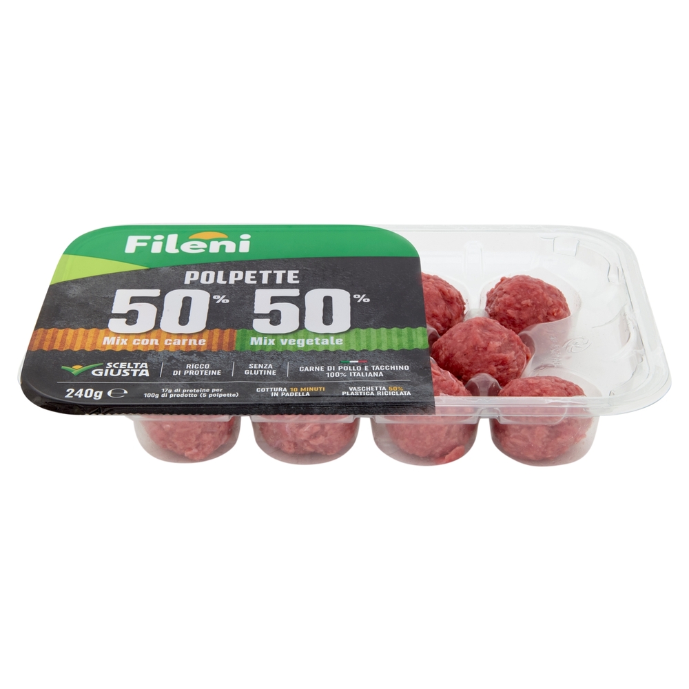 Fileni Polpette 50% Mix con carne 50% Mix vegetale 0,240 kg