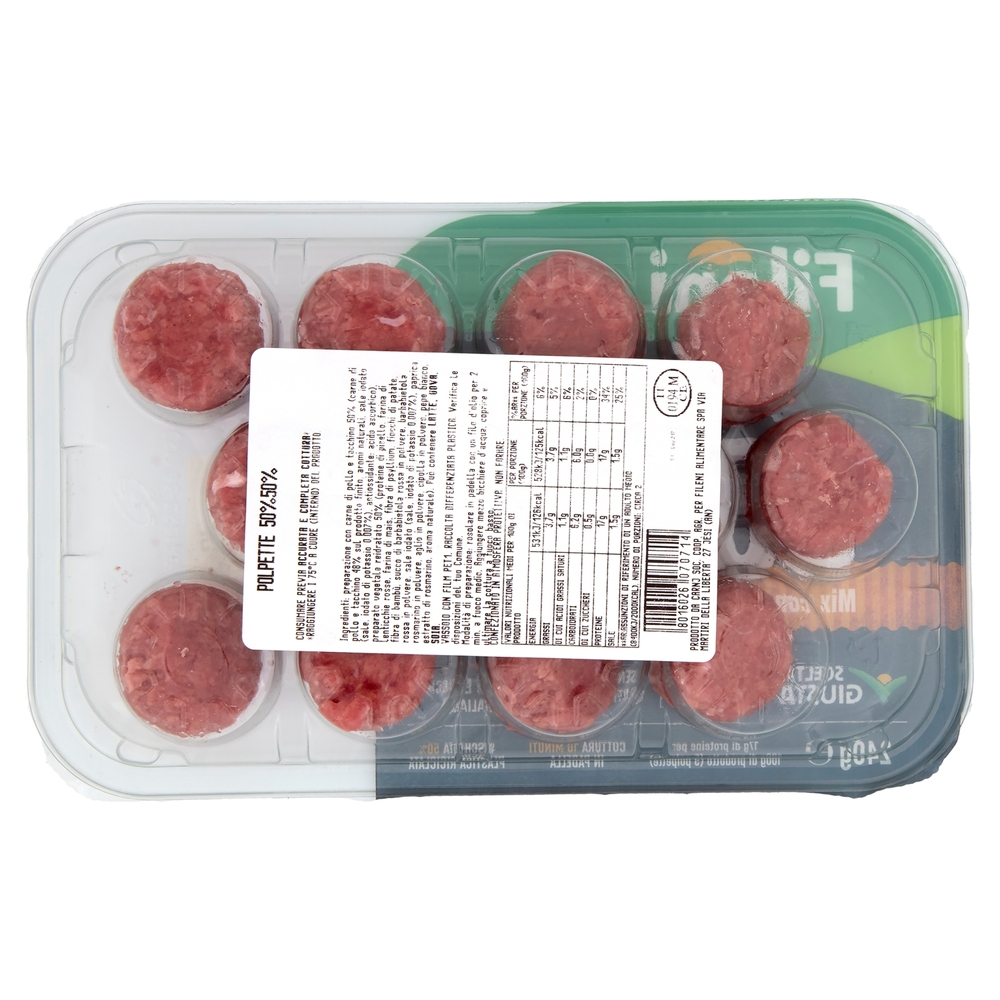 Fileni Polpette 50% Mix con carne 50% Mix vegetale 0,240 kg