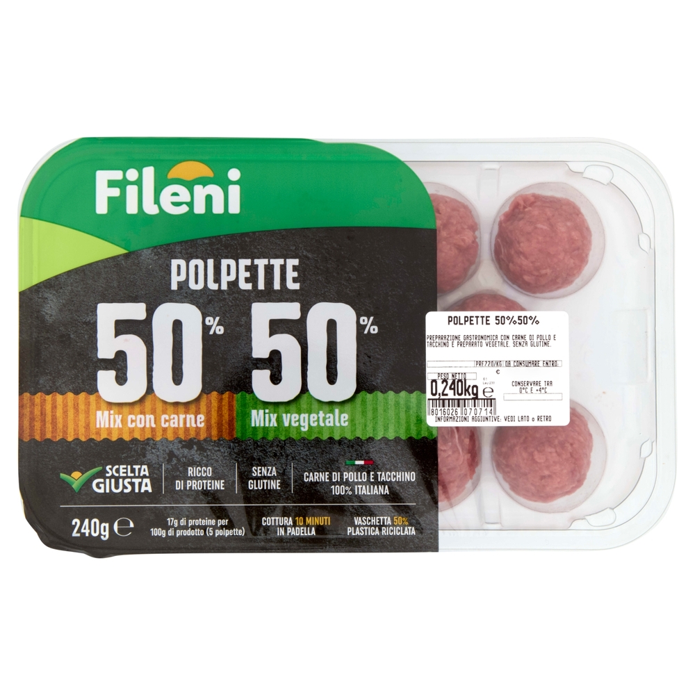 Fileni Polpette 50% Mix con carne 50% Mix vegetale 0,240 kg