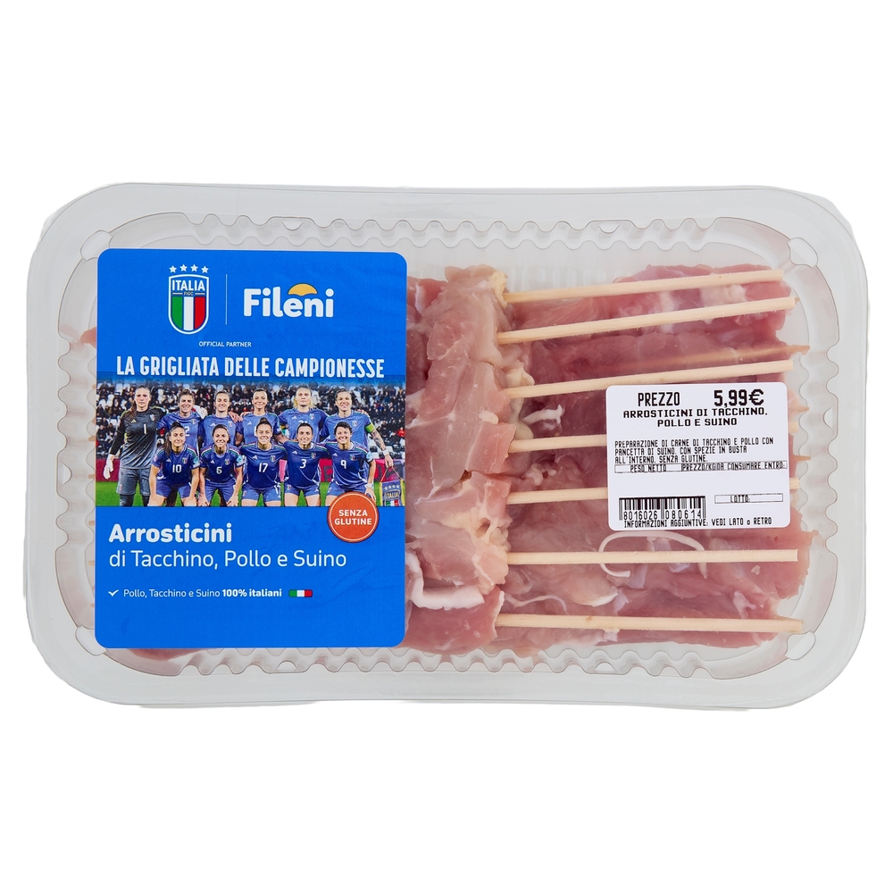 Fileni Arrosticini di Tacchino, Pollo e Suino 0,340 kg