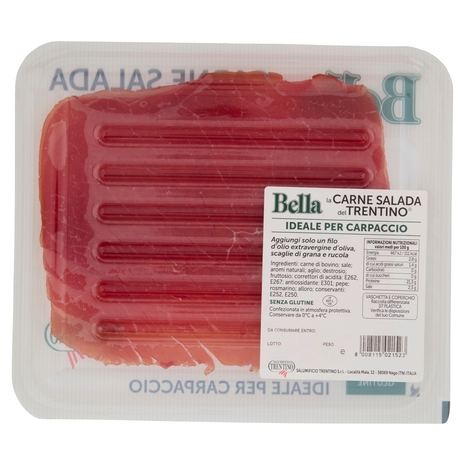 Salumificio Trentino Bella la Carne Salada del Trentino Ideale per Carpaccio 0,100 kg
