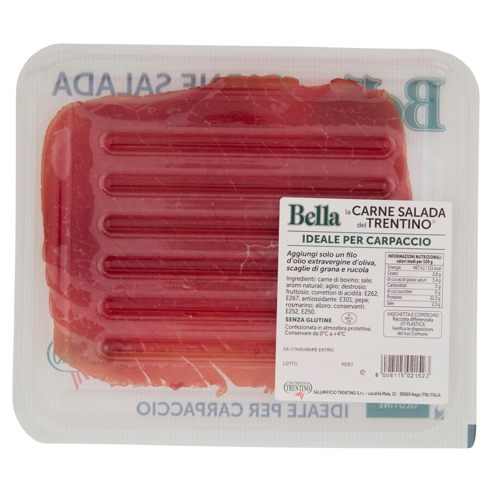 Salumificio Trentino Bella la Carne Salada del Trentino Ideale per Carpaccio 0,100 kg