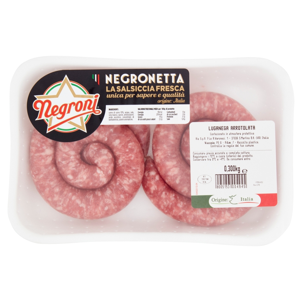 Negroni Negronetta la Salsiccia Fresca Luganega 0,300 kg