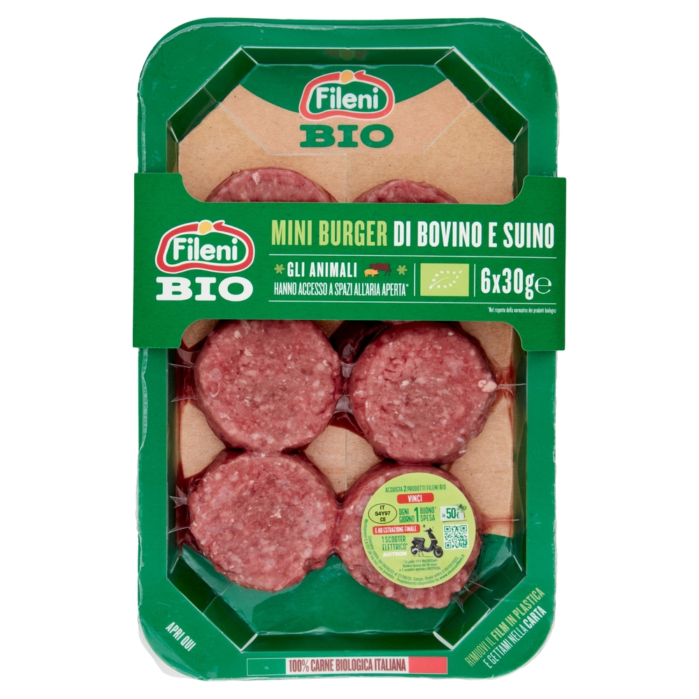 Fileni Bio Mini Burger di Bovino e Suino 6 x 30 g