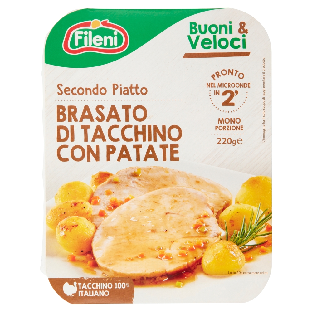 Secondo Piatto Brasato di Tacchino con Patate, 220 g