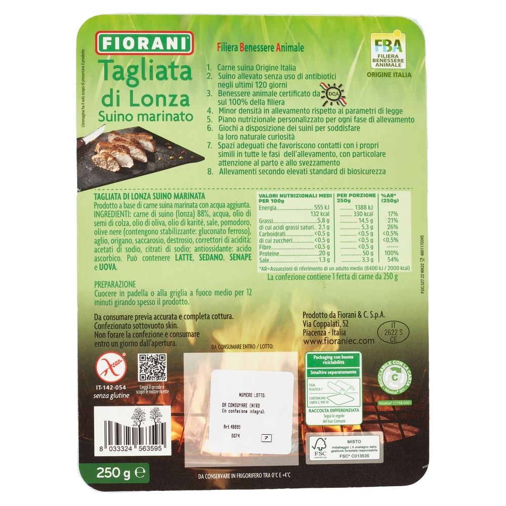 Fiorani Tagliata di Lonza Suino marinata 250 g