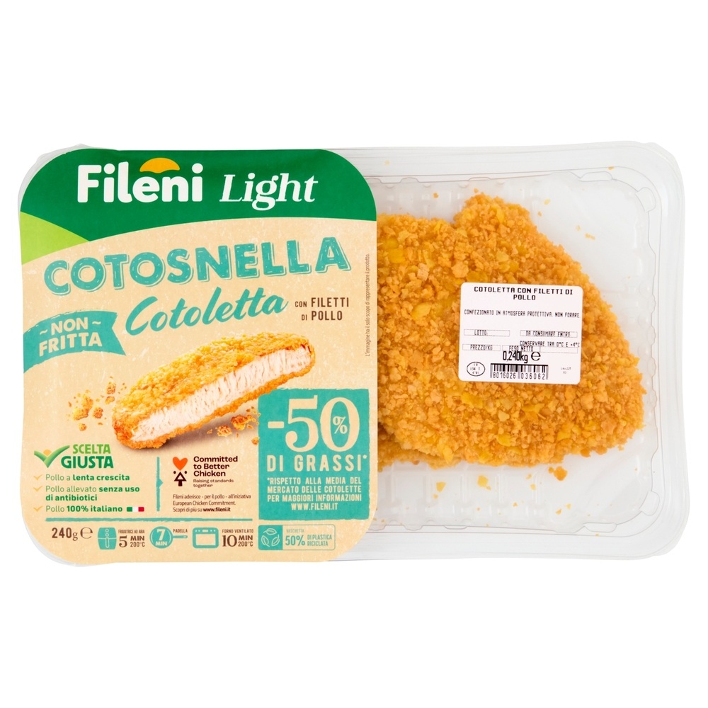 Fileni Light Cotosnella Cotoletta con Filetti di Pollo non Fritta 240 g