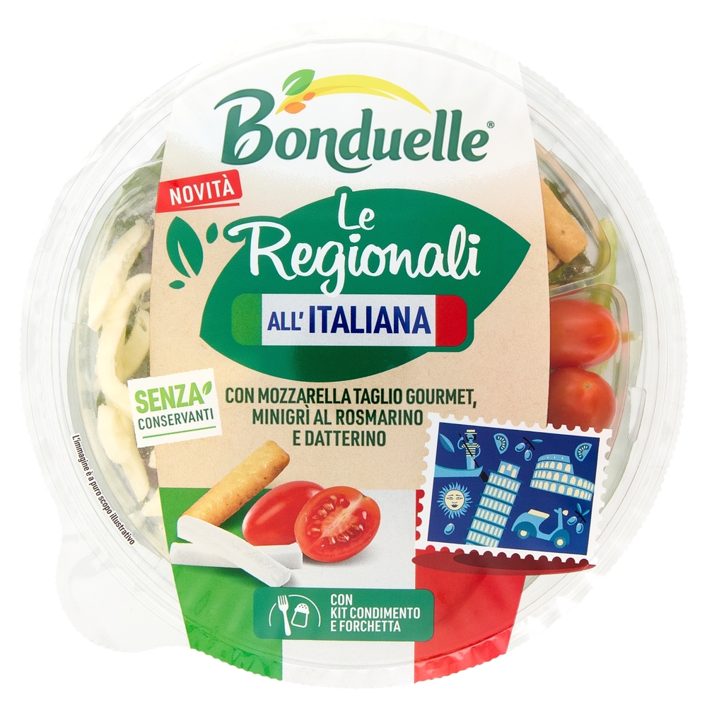 Bonduelle Le Regionali all'Italiana con Mozzarella, Minigrì al Rosmarino e Datterino 130 g