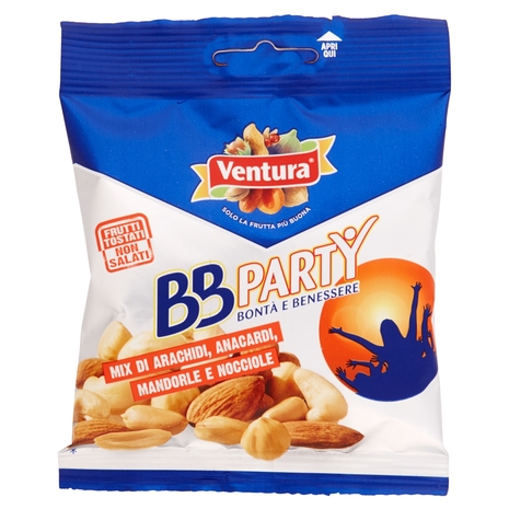 Ventura BBParty Mix di Arachidi, Anacardi, Mandorle e Nocciole 50 g