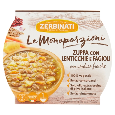 Zerbinati Le Monoporzioni Zuppa con Lenticchie e Fagioli 310 g