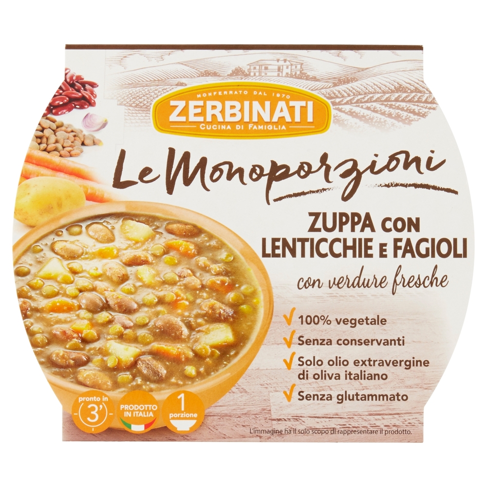 Zerbinati Le Monoporzioni Zuppa con Lenticchie e Fagioli 310 g