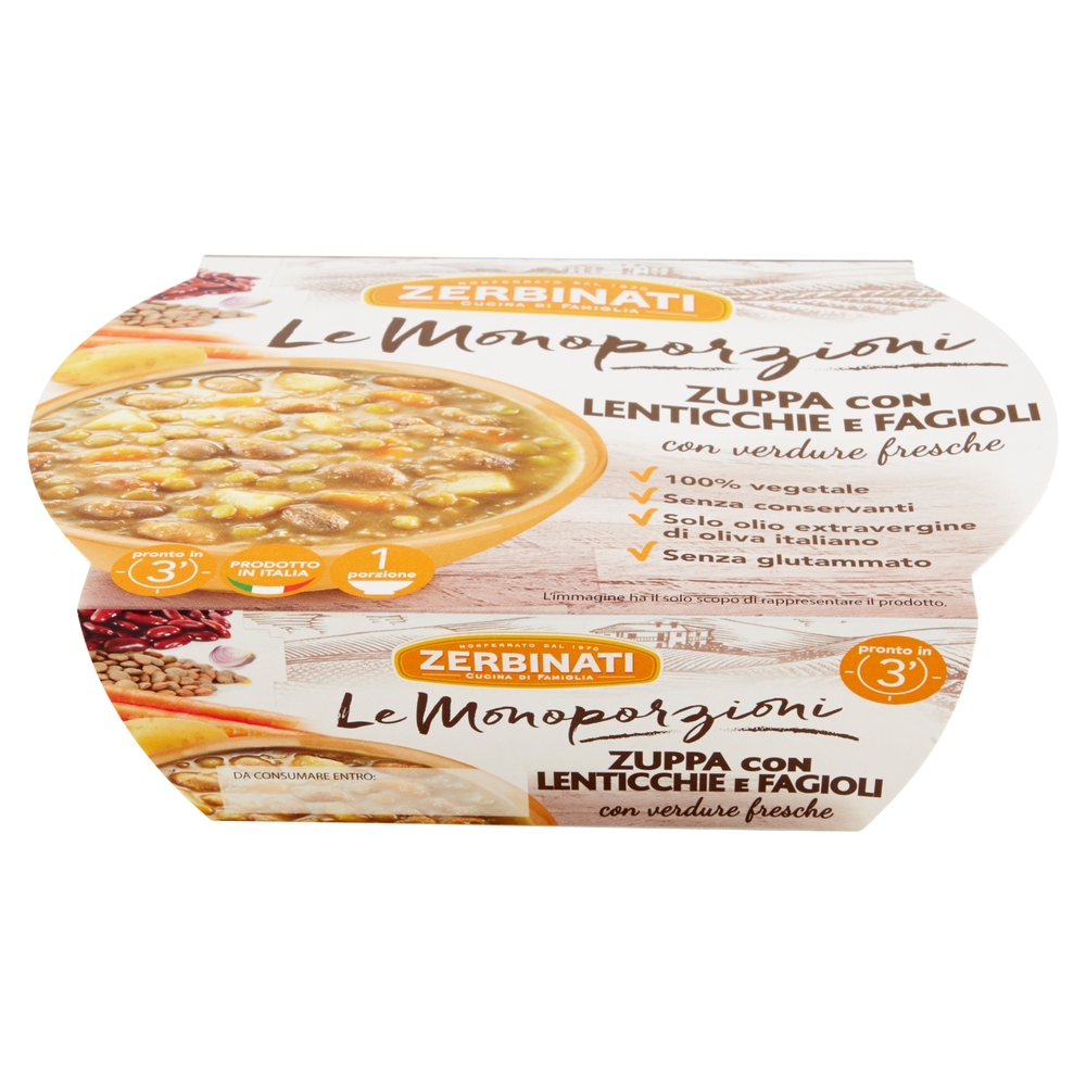 Zerbinati Le Monoporzioni Zuppa con Lenticchie e Fagioli 310 g