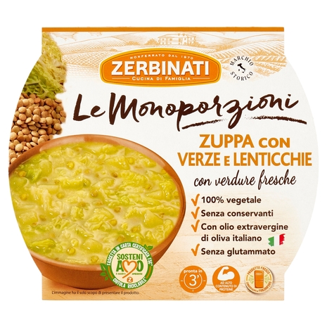 Zerbinati Le Monoporzioni Zuppa con Verze e Lenticchie 310 g