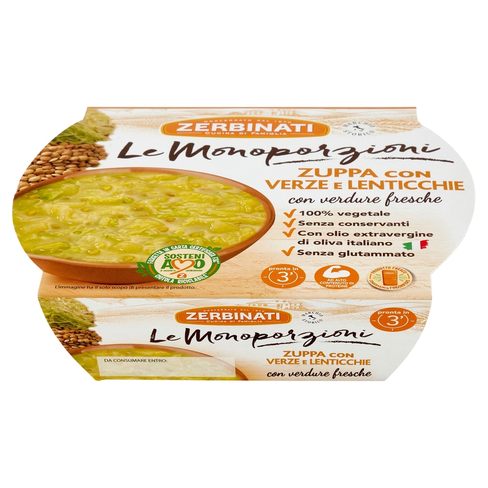 Zerbinati Le Monoporzioni Zuppa con Verze e Lenticchie 310 g