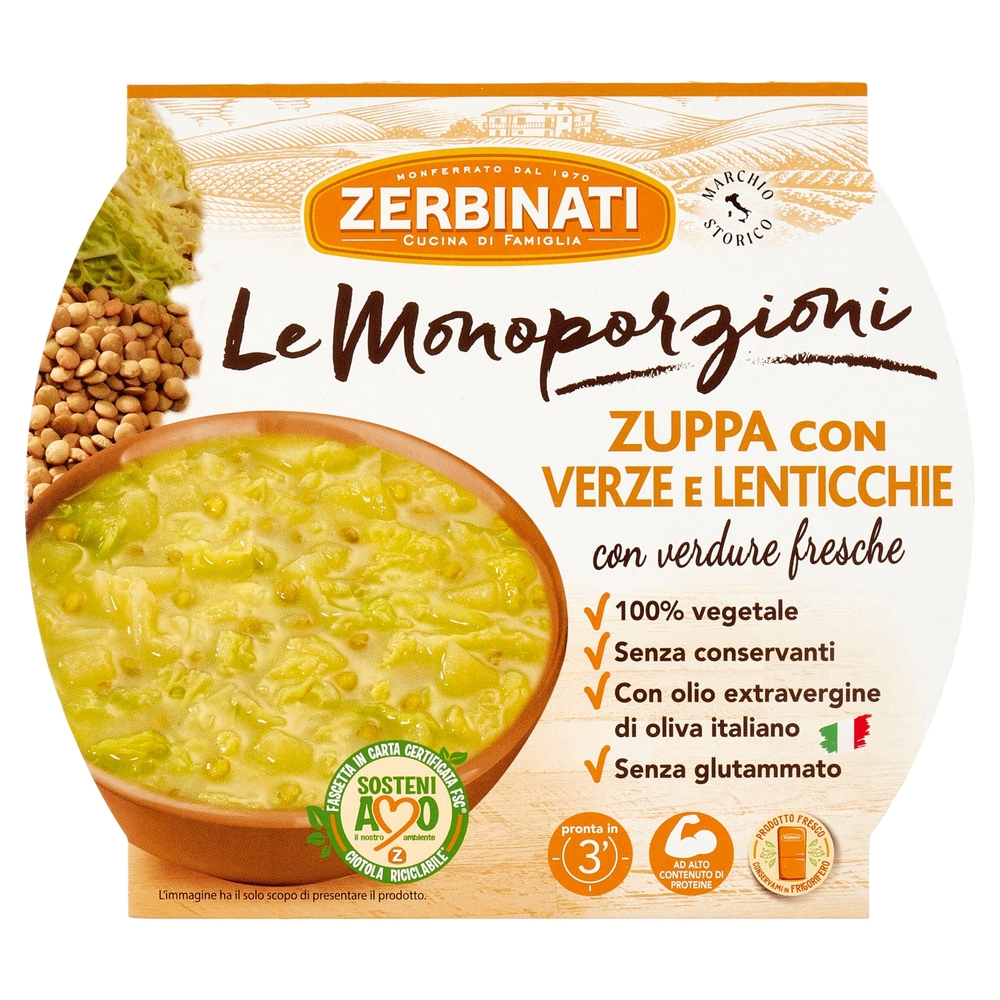 Zerbinati Le Monoporzioni Zuppa con Verze e Lenticchie 310 g