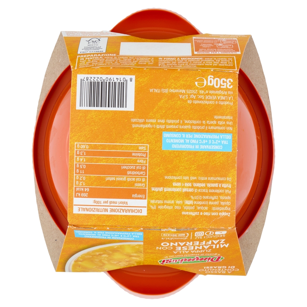 DimmidiSì Zuppa alla Milanese con Zafferano Monoporzione 350 g