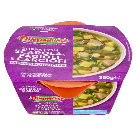 DimmidiSì Zuppa con Scarola, Fagioli e Carciofi Monoporzione 350 g