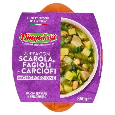 DimmidiSì Zuppa con Scarola, Fagioli e Carciofi Monoporzione 350 g