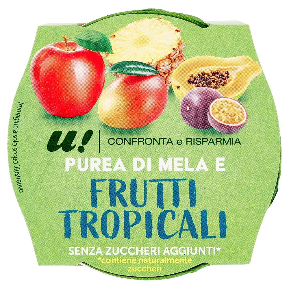 Purea Mela e Frutti Tropicali, 2x100 g