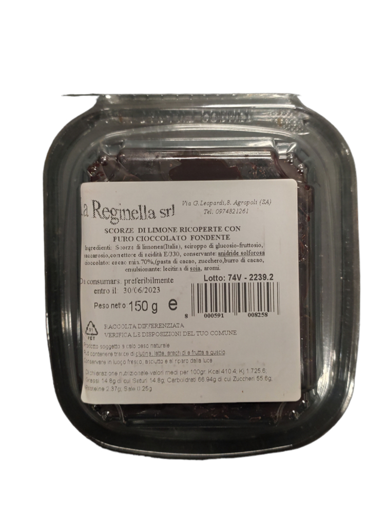 Scorze Limone Ricoperte di Cioccolato, 150 g