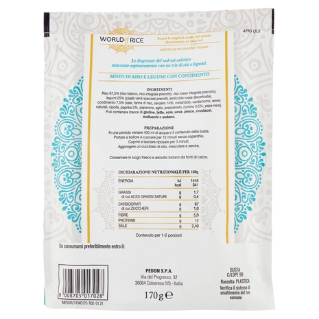 World of Rice Riso Legumi alla Thailandese, 170 g