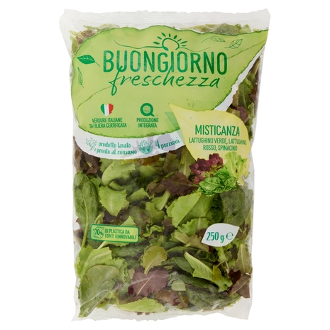 Buongiorno freschezza Misticanza Lattughino Verde, Lattughino Rosso, Spinacino 250 g