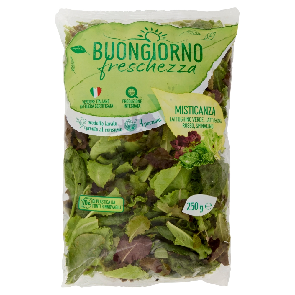 Buongiorno freschezza Misticanza Lattughino Verde, Lattughino Rosso, Spinacino 250 g