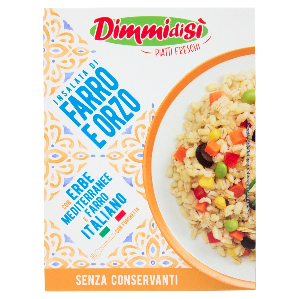 DimmidiSì Piatti Freschi Insalata di Farro e Orzo con Erbe Mediterraneo e Farro Italiano 200 g