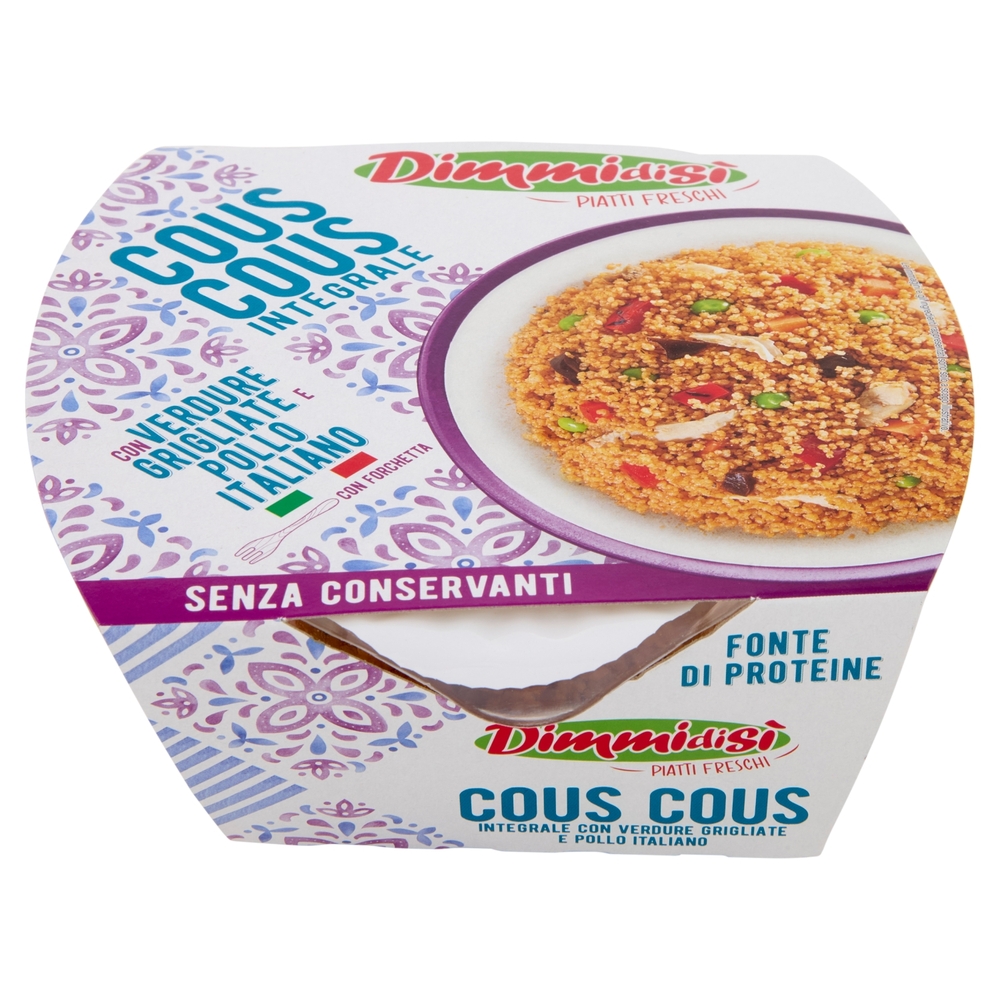 DimmidiSì Piatti Freschi Cous Cous Integrale con Verdure Grigliate e Pollo Italiano 200 g