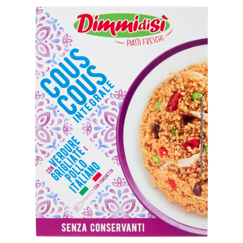 DimmidiSì Piatti Freschi Cous Cous Integrale con Verdure Grigliate e Pollo Italiano 200 g