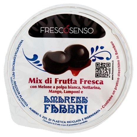 Frescosenso Mix di Frutta Fresca con Melone, Nettarina, Mango,Lamponi e Amarena Fabbri 180 g