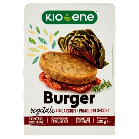 Burger Vegetale Ai Carciofi E Pomodori Secchi Kioene g 200, 2 Porzioni