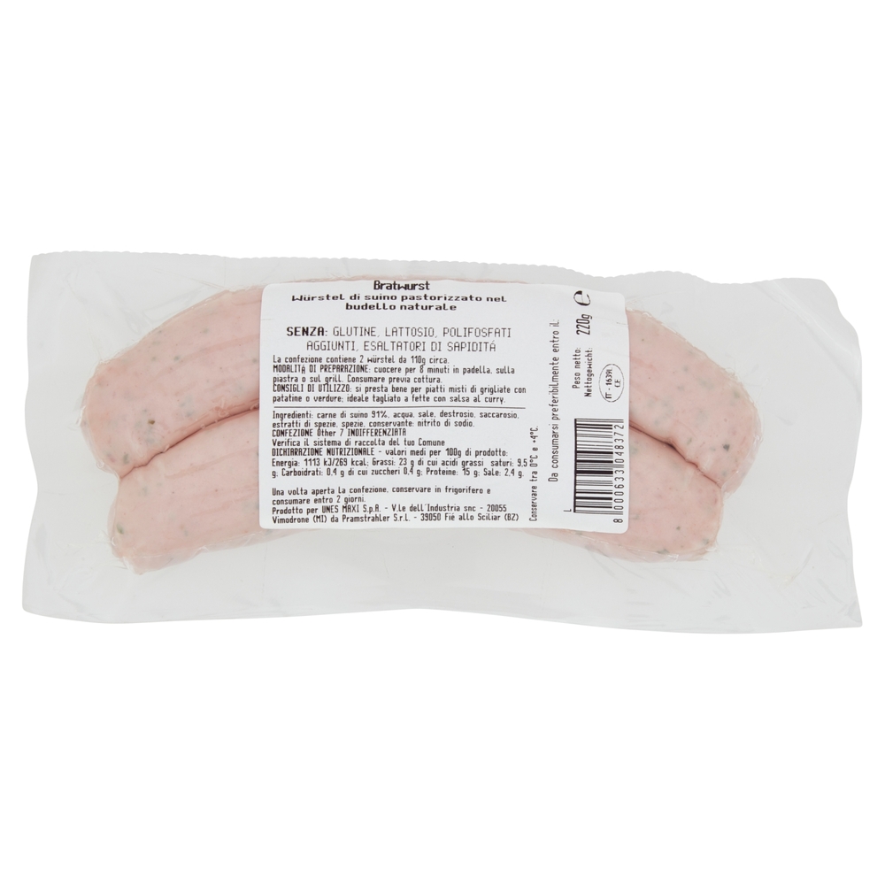 Würstel Bratwurst Suino, 220 g