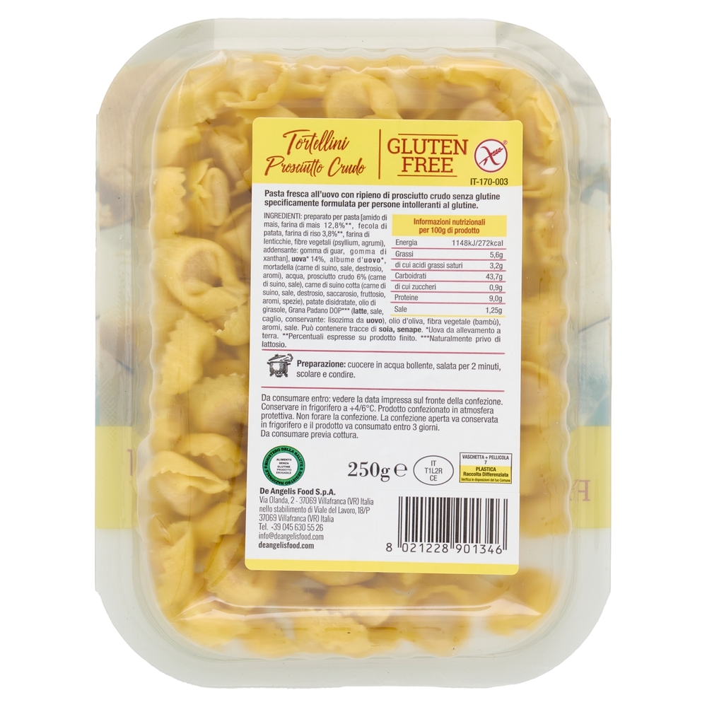 de Angelis Gluten Free Tortellini Prosciutto Crudo 250 g