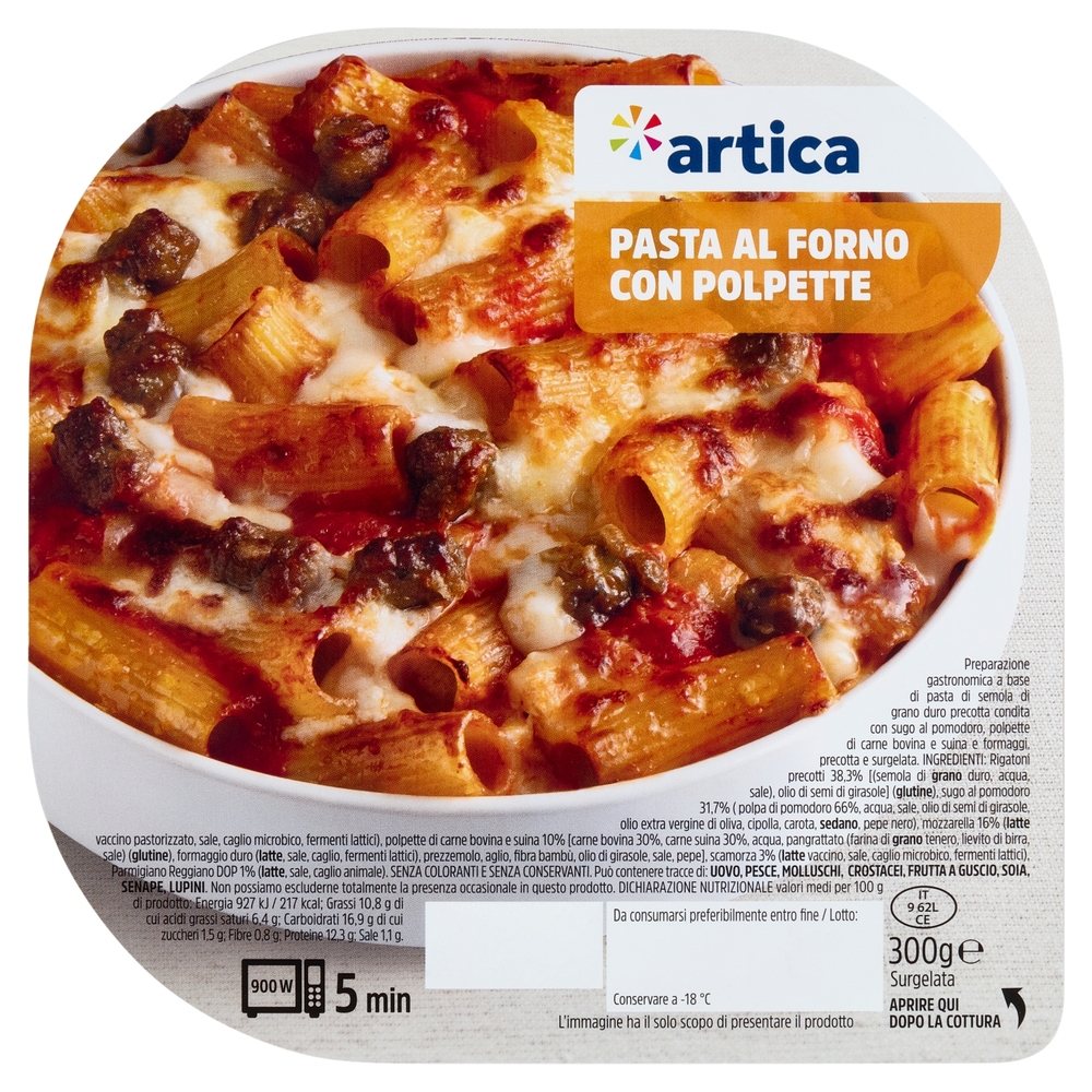 artica Pasta al Forno con Polpette Surgelata 300 g