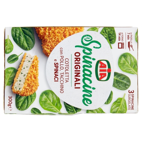 Aia Spinacine Originali Cotoletta con Pollo, Tacchino e Spinaci Surgelate 300 g