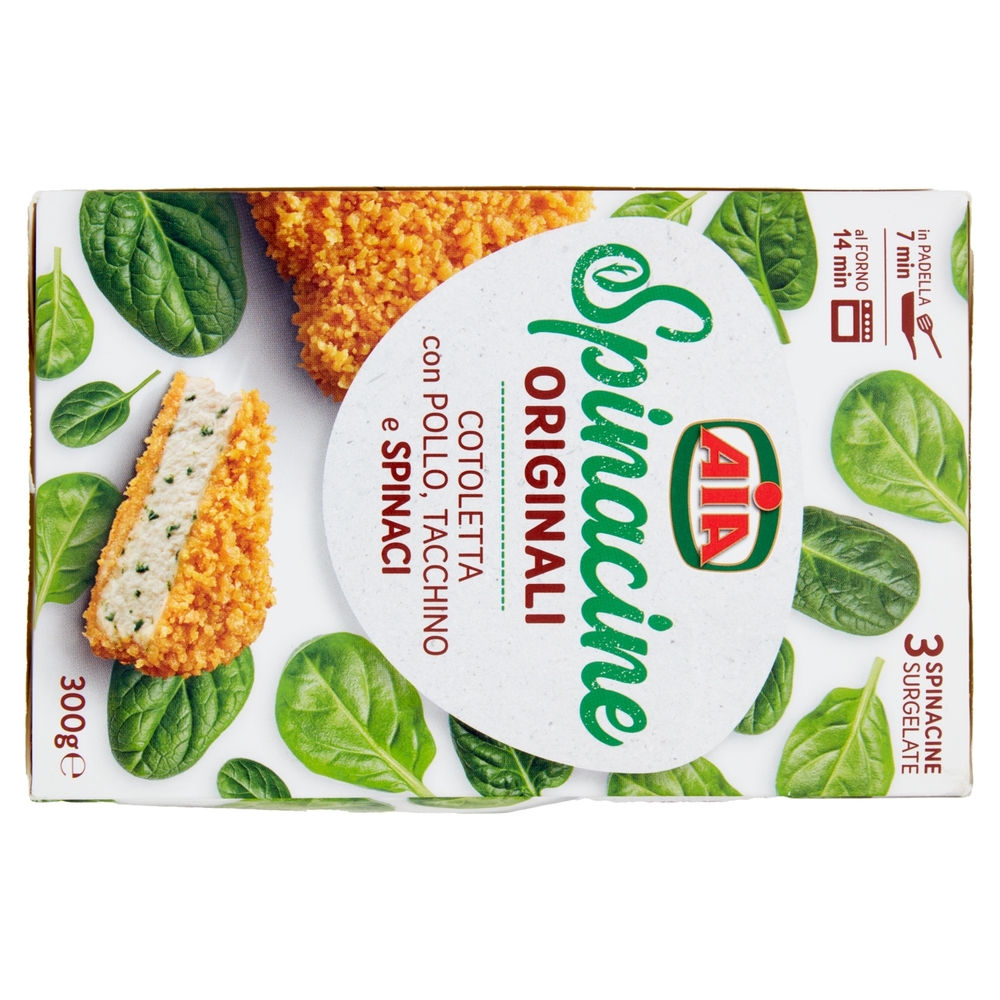 Aia Spinacine Originali Cotoletta con Pollo, Tacchino e Spinaci Surgelate 300 g