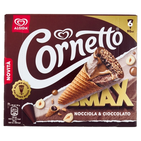 Cornetto Algida Max Nocciola & Cioccolato 6 Gelati 390 g
