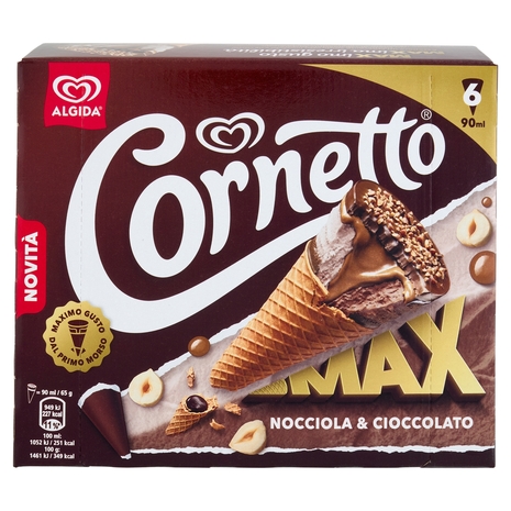 Cornetto Algida Max Nocciola & Cioccolato 6 Gelati 390 g