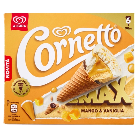 Cornetto Algida Max Mango & Vaniglia 6 Gelati 390 g