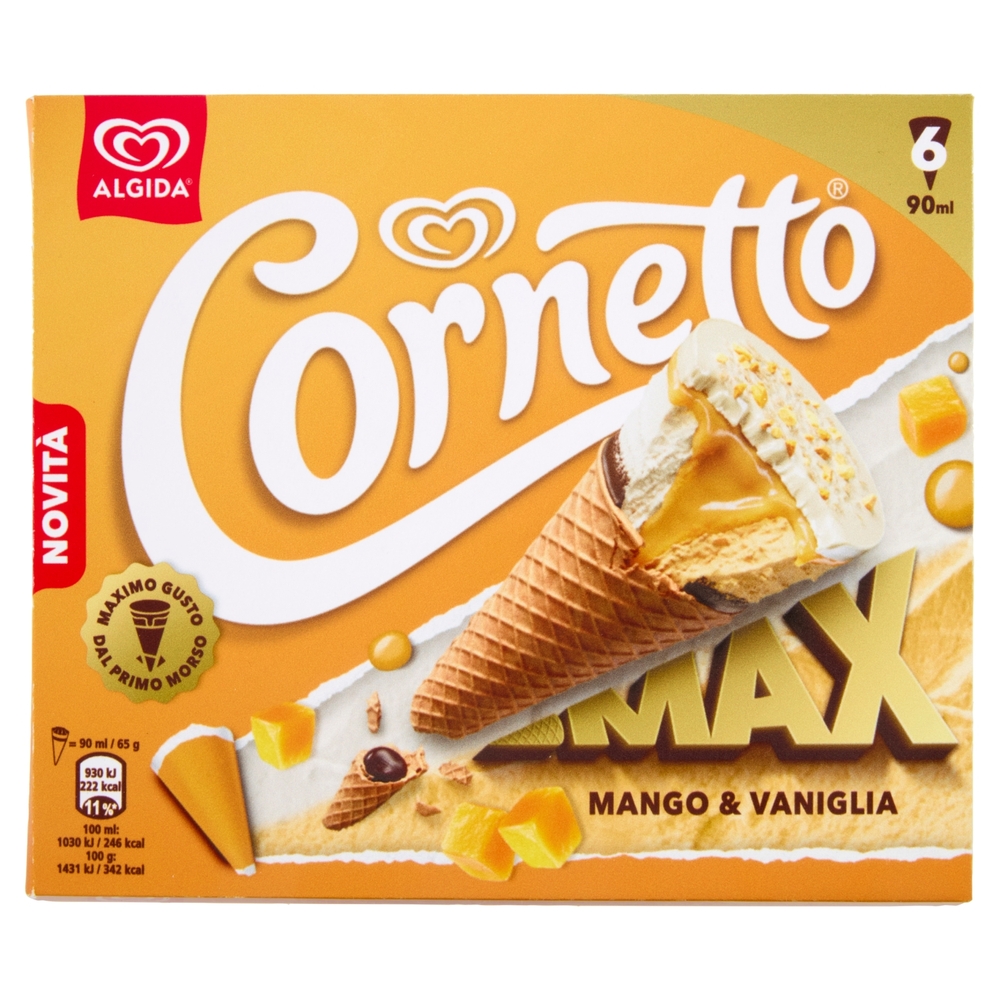 Cornetto Algida Max Mango & Vaniglia 6 Gelati 390 g
