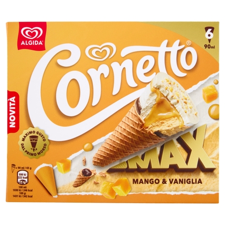 Cornetto Algida Max Mango & Vaniglia 6 Gelati 390 g
