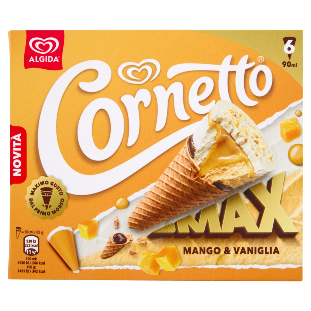 Cornetto Algida Max Mango & Vaniglia 6 Gelati 390 g
