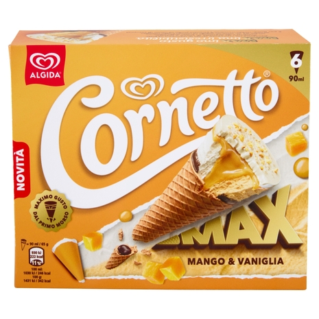 Cornetto Algida Max Mango & Vaniglia 6 Gelati 390 g