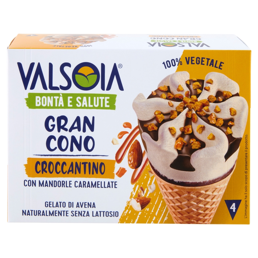 Valsoia Bontà e Salute Gran Cono Croccantino con Mandorle Caramellate 4 x 75 g